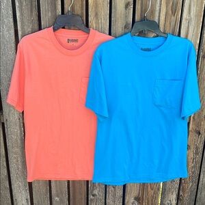 Haband Pocket Tee Shirt M Bundle Coral Orange Bright Blue Tees Medium Classic